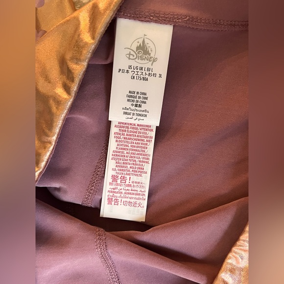 Disney Parks Pink Rose Gold Iridescent Mickey Mouse Icon Leggings Size L NWT - Picture 2 of 6